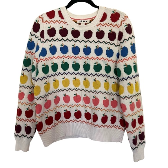 Boden Edie Fair Isle Sweater in Apple Fair Isle Print Large - Picture 1 of 15
